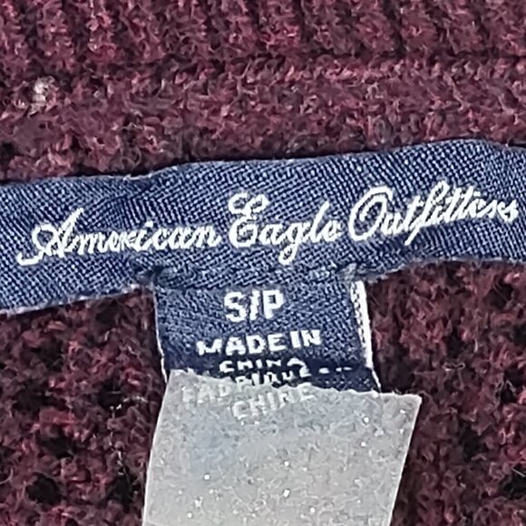 American Eagle Dark Purple Cotton Blend Knit Pullover Sweater Size SP - Picture 9 of 10